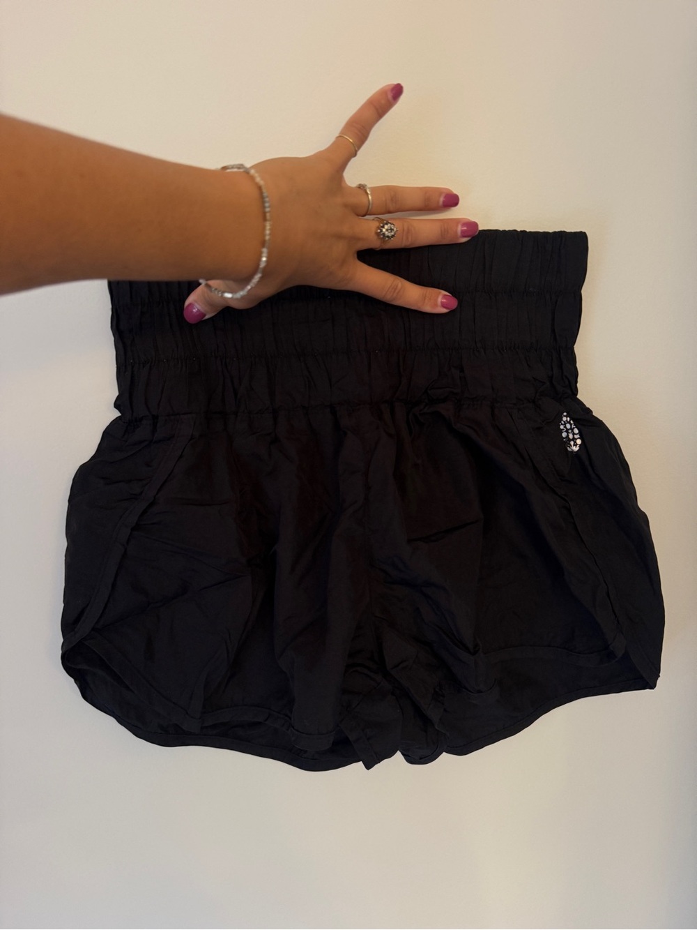 FP Movement by Free People Black High-Waist Smocked Shorts